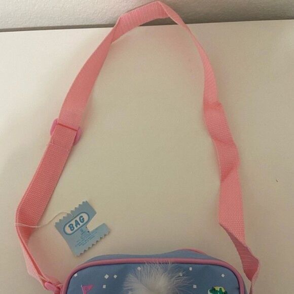 Vintage 1989 Sanrio Cheerleader Teddy Bear Mini Purse Feather Pom Pom Blue NWT - Picture 6 of 10